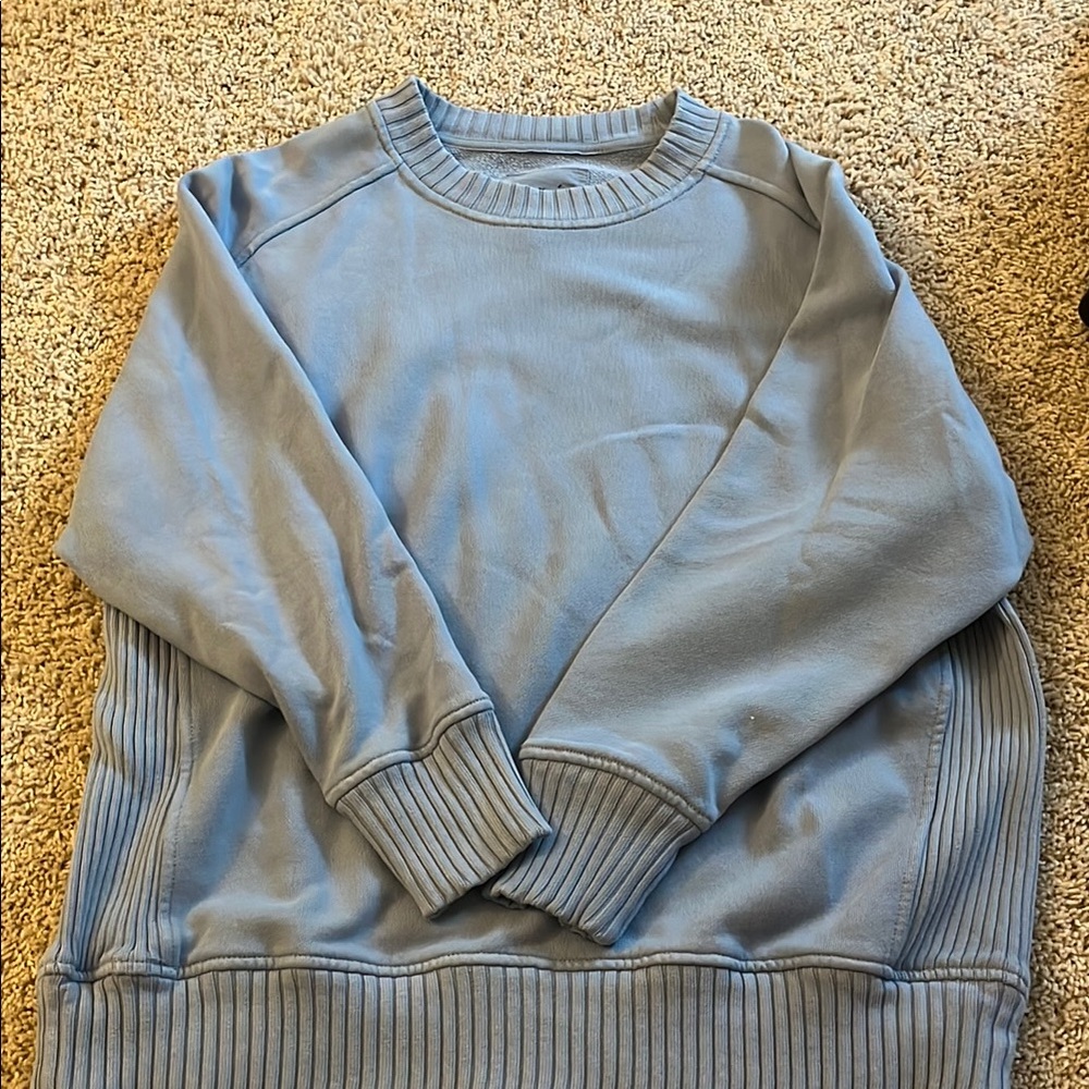 Aerie Blue Sweatshirt Relaxed Fit Crewneck
